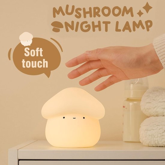 Kinder Nachtlampje - Paddenstoel Nachtlamp - Siliconen Bedlampje - Oplaadbaar LED Nachtlicht - Touch Dimbaar - Met Timer - Baby & Kinderkamer Decoratie van Merkloos — afbeelding 4