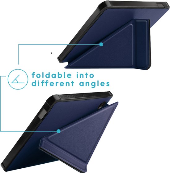 iMoshion Ereader Cover / Hoesje Geschikt voor Kobo Libra Colour - iMoshion Origami Bookcase e-reader - Donkerblauw van iMoshion — afbeelding 2