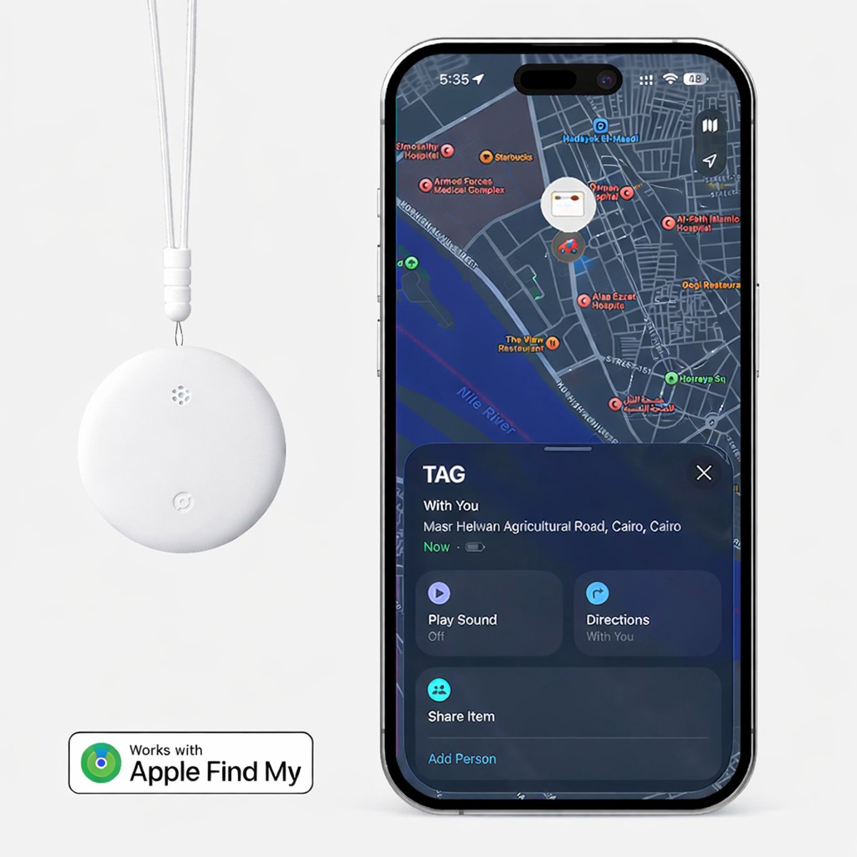 Mini GPS Tracker – Real-time Locatie & Bluetooth Volgsysteem – Slimme Key & Bagage Finder – Koffer- en Object tracker – Wit