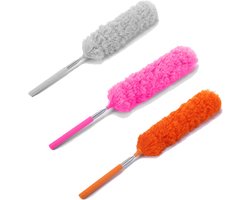 3x Microvezel Stofdoeken Set met Uitschuifbare Telescoopstang - Wasbaar & Flexibel Stofwisser