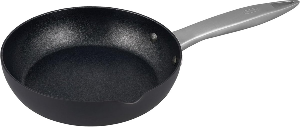 Koekenpan 20 cm met schenktuit, hard-geanodiseerd aluminium, anti-aanbaklaag, geschikt voor inductie en oven, vaatwasserbestendig