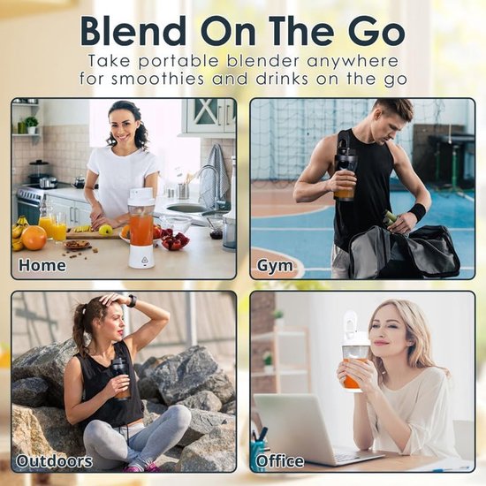 Blender - Mini Blender - Blender To Go - Smoothie Maker - Fresh Juice Blender - 6000 Mah Zelfreinigende En Bpa-Vrije Draagbare Sapcentrifuge Met 6 Scherpe Messen - Ideaal Voor Smoothies & Milkshakes - Zwart van Merkloos — afbeelding 5