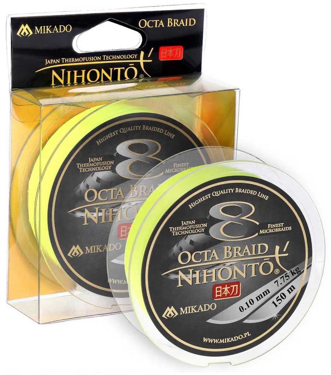 Mikado Nihonto Octa Gevlochten Vislijn 150 M Geel 0.100 mm