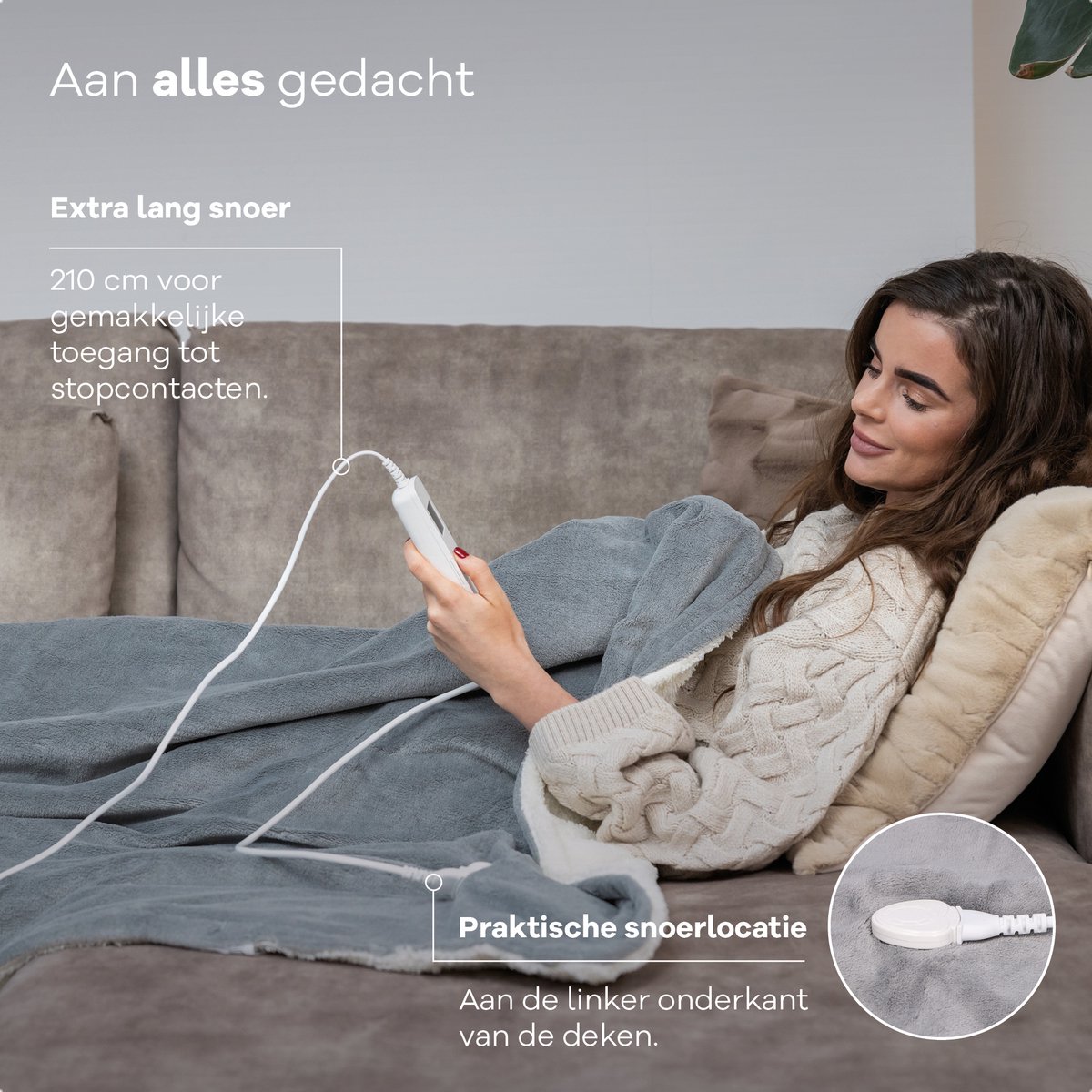 Zenwave Elektrische Deken 180x130cm - XL Electrische Deken 1 Persoons - Warmtedeken voor Bank & Stoel - Elektrische Bovendeken met Timer & 10 Warmtestanden - Ultra Zachte Fleece Warmte Deken Plaid - Wasbare Omslagdeken - Kamperen & Outdoor - Grijs – foto 8