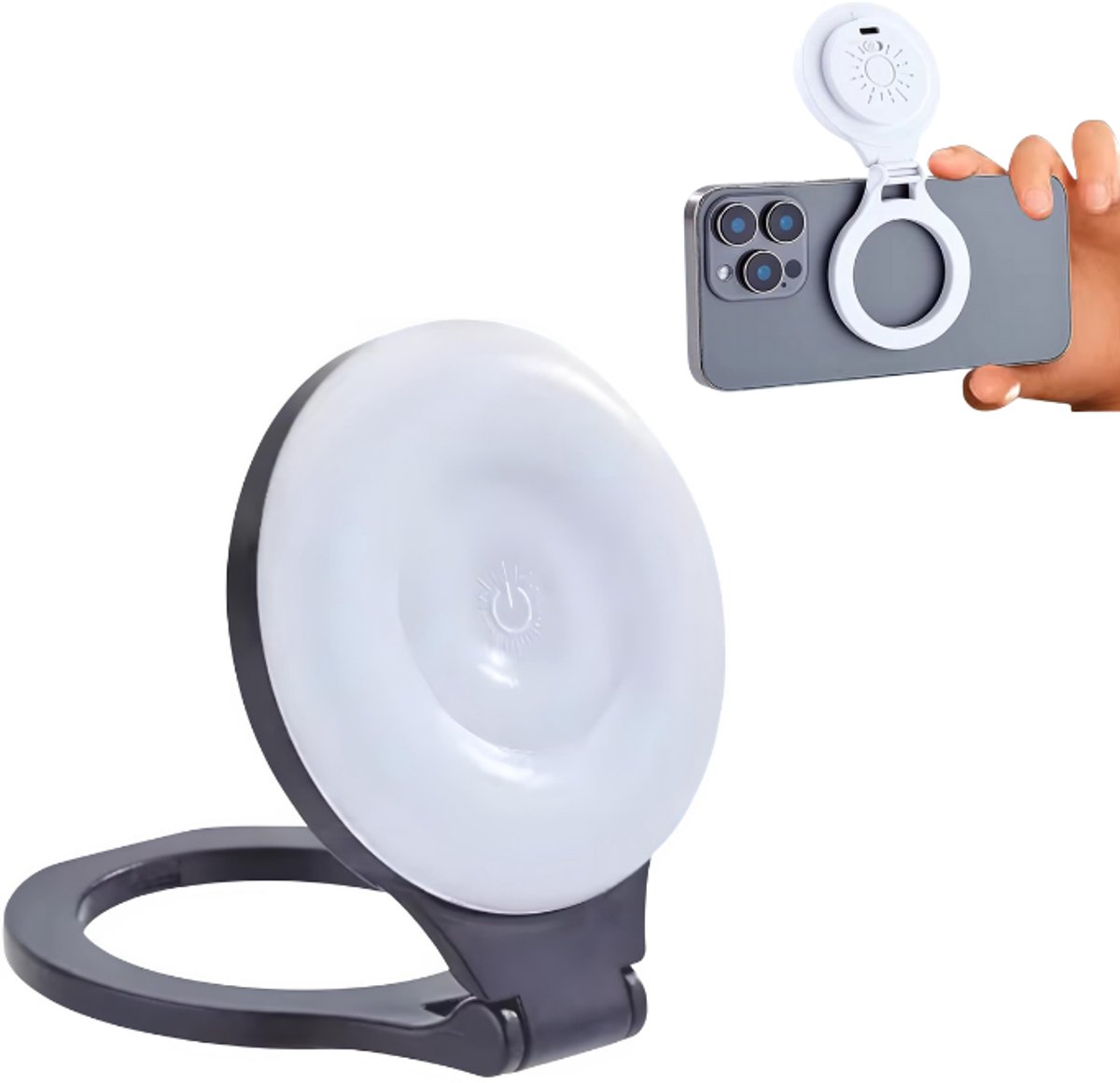 S4D® LED Selfiering – Selfie Ring Light – Selfie Verlichting - 3 Verschillende Lichtkleuren & Dimbaar – MagSafe Compatibel - Te Gebruiken Met Selfiecamera Achtercamera - Zwart