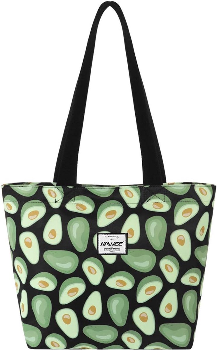 Draagtas voor dames met rits, licht, schoudertas, grote capaciteit, casual, boodschappentas, waterdicht, handtas voor dagelijks gebruik, werk, school, reizen, kamperen, strand, Avocado, L