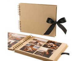 RENALUX Fotoalbum Plakalbum - Scrapbook Album - Plakboek - Foto Album - Gastenboek Bruiloft - Baby Album- 80 Pagina's - Bruin