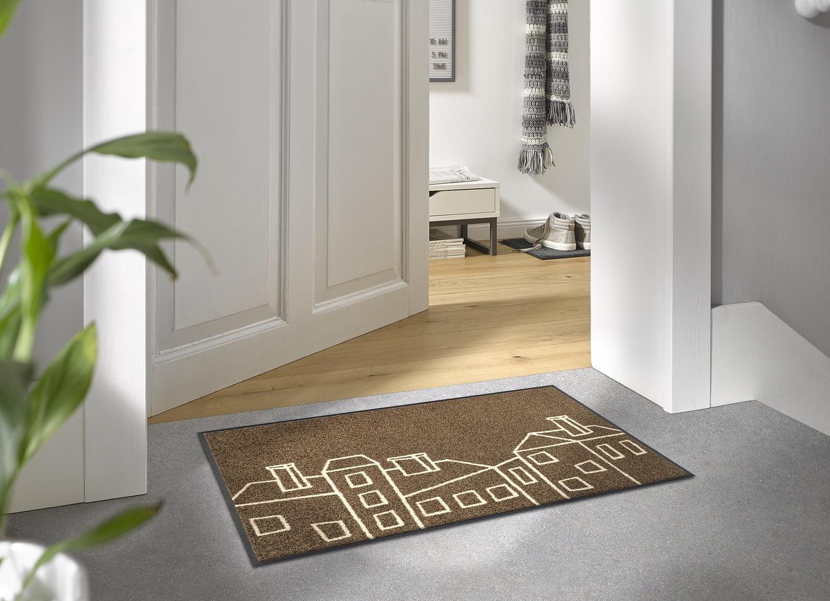 Unyqoos Wasbare en veelzijdige deurmat voor binnen- en buitengebruik 50x75 cm, bruin