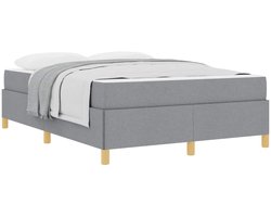 vidaXL - Bedframe - met - matras - Lichtgrijs - 140 - x - 200 - cm - Stof