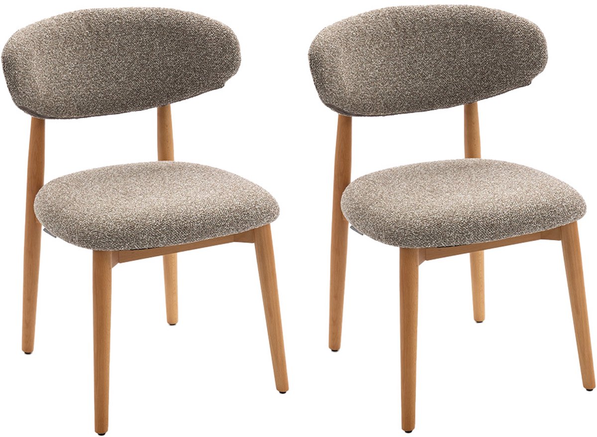 Milton & Oldbrook Eetkamerstoel Alaro Taupe - Hout - 2 Stuks