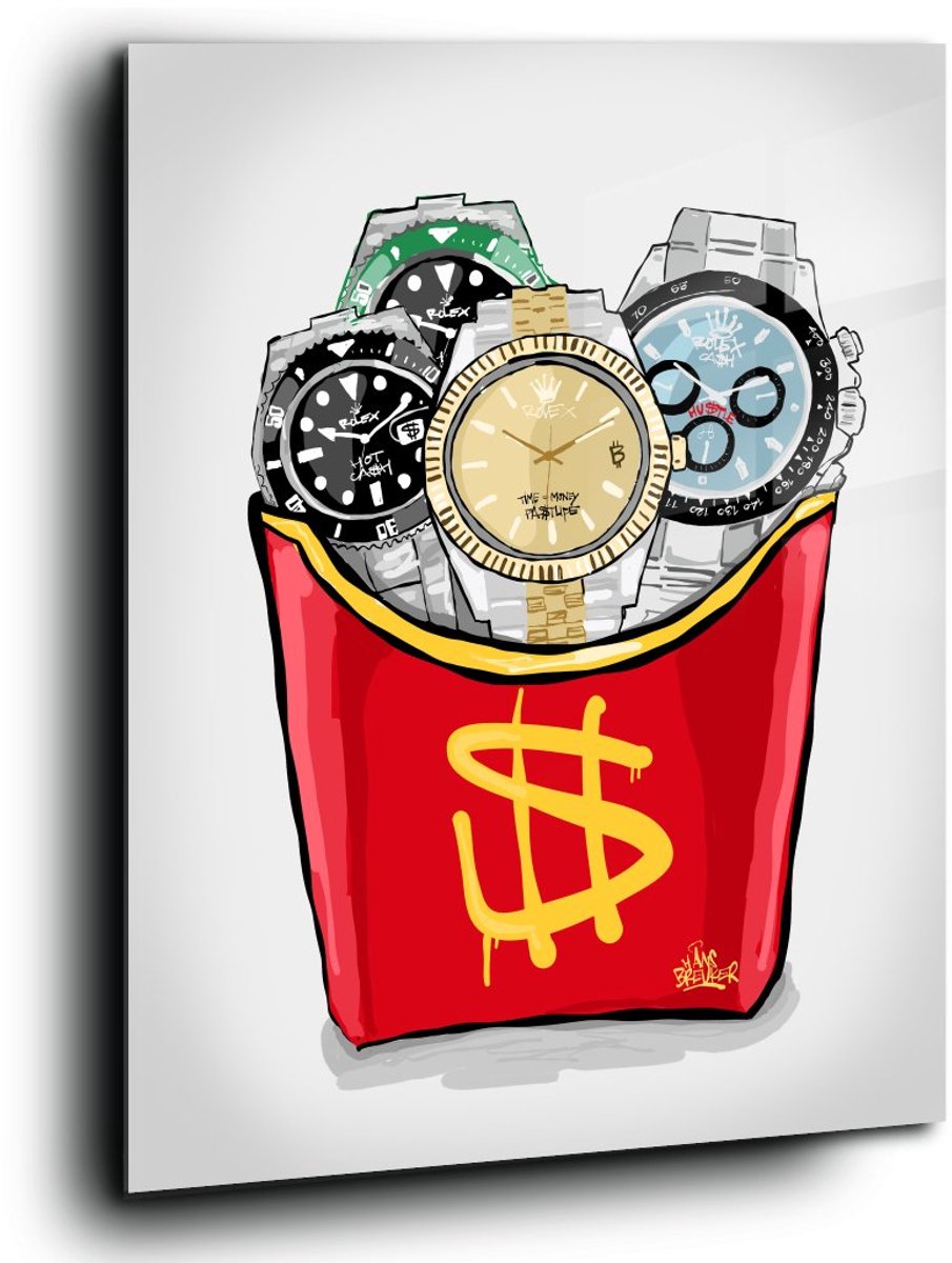 Time for money, the fastlife - Meerdere kleuren - Plexiglas 30 x 40 cm