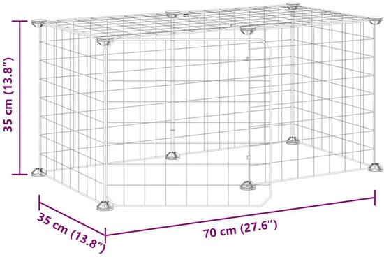 vidaXL - Huisdierenkooi - met - deur - 8 - panelen - 35x35 - cm - staal - zwart