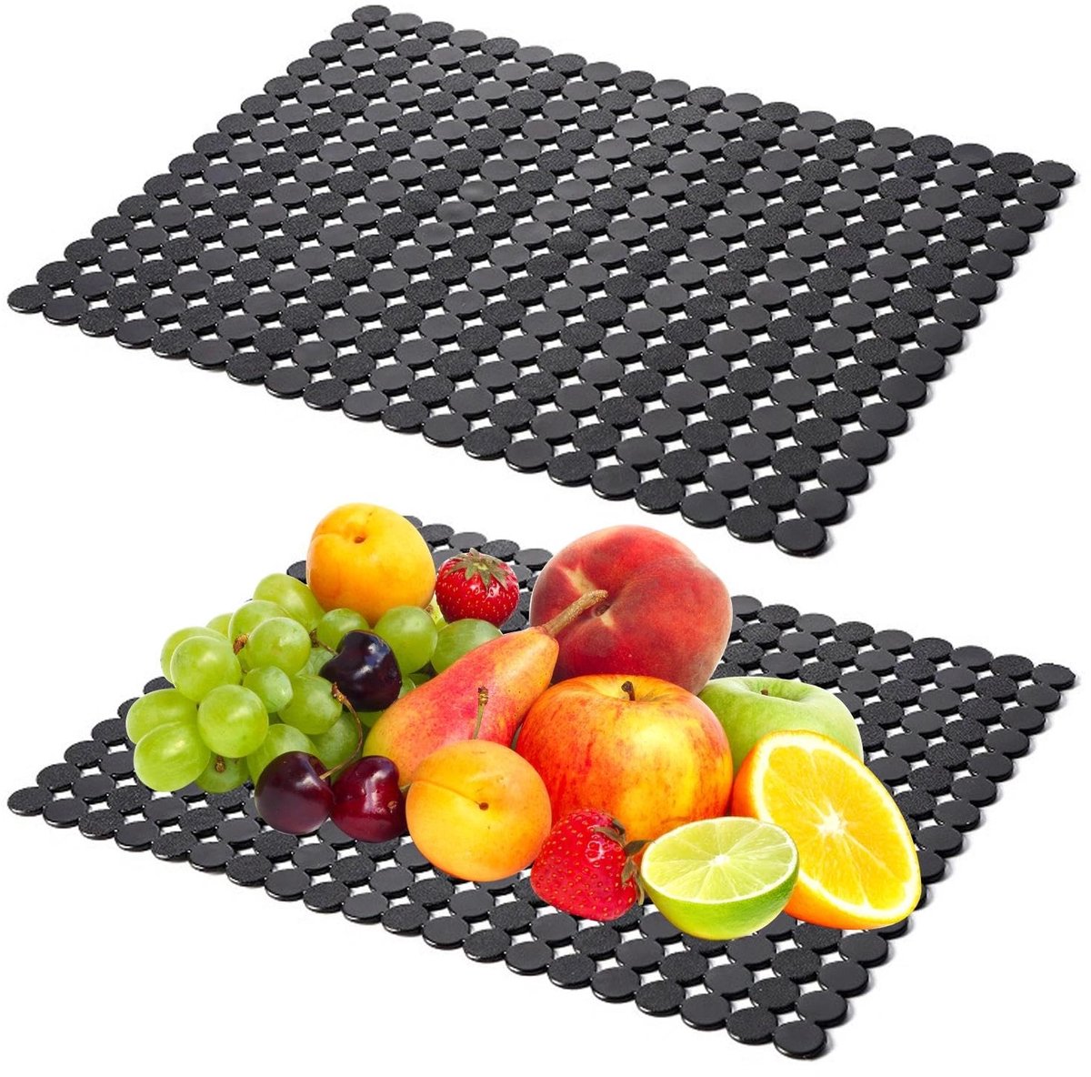 Unyqoos® Set van twee universele gootsteenmatten met waterafvoer en bescherming