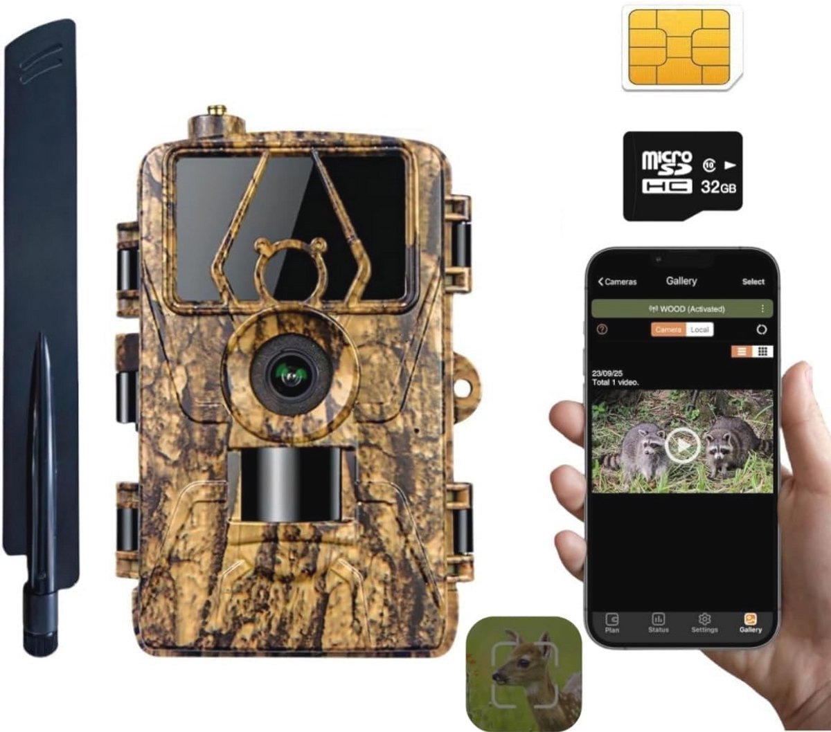 Professionele 4G Wildcamera 60 MP en 4K Nachtzicht met Geheugenkaart