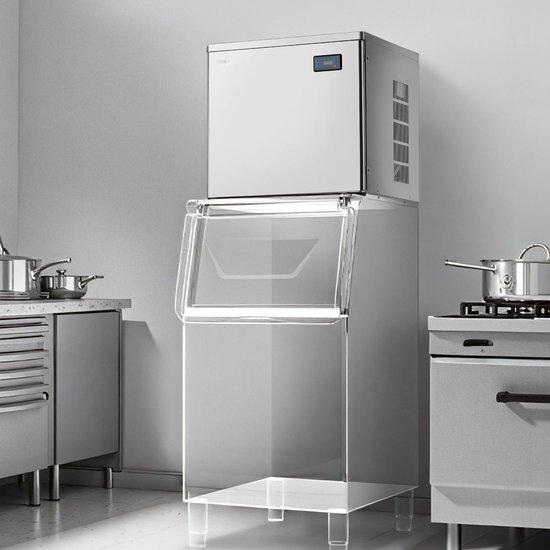 IJsblokjesmachine - Commerciële IJsmachine - 204 kg/dag - RVS - Slim Display - Zelfreinigend - Dikte Instelbaar - Alleen Hoofdeenheid van Merkloos — afbeelding 2