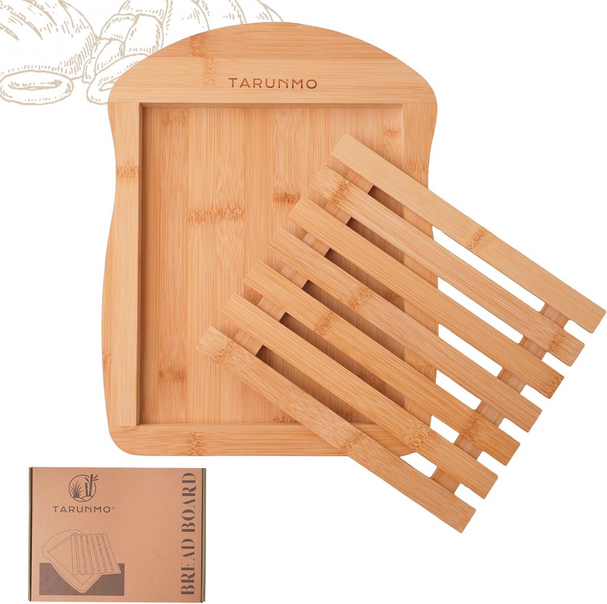 Houten Snijplank van Natuurlijk Bamboe met Kruimellade - 34 x 26 cm