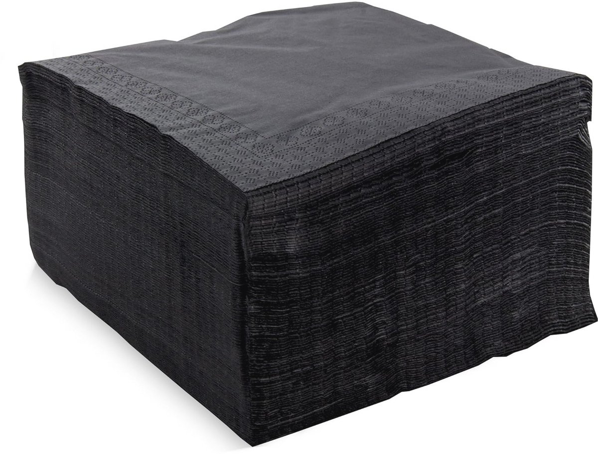 Elegante zwart 2-laags papieren servetten 40 x 40 cm - 100 stuks