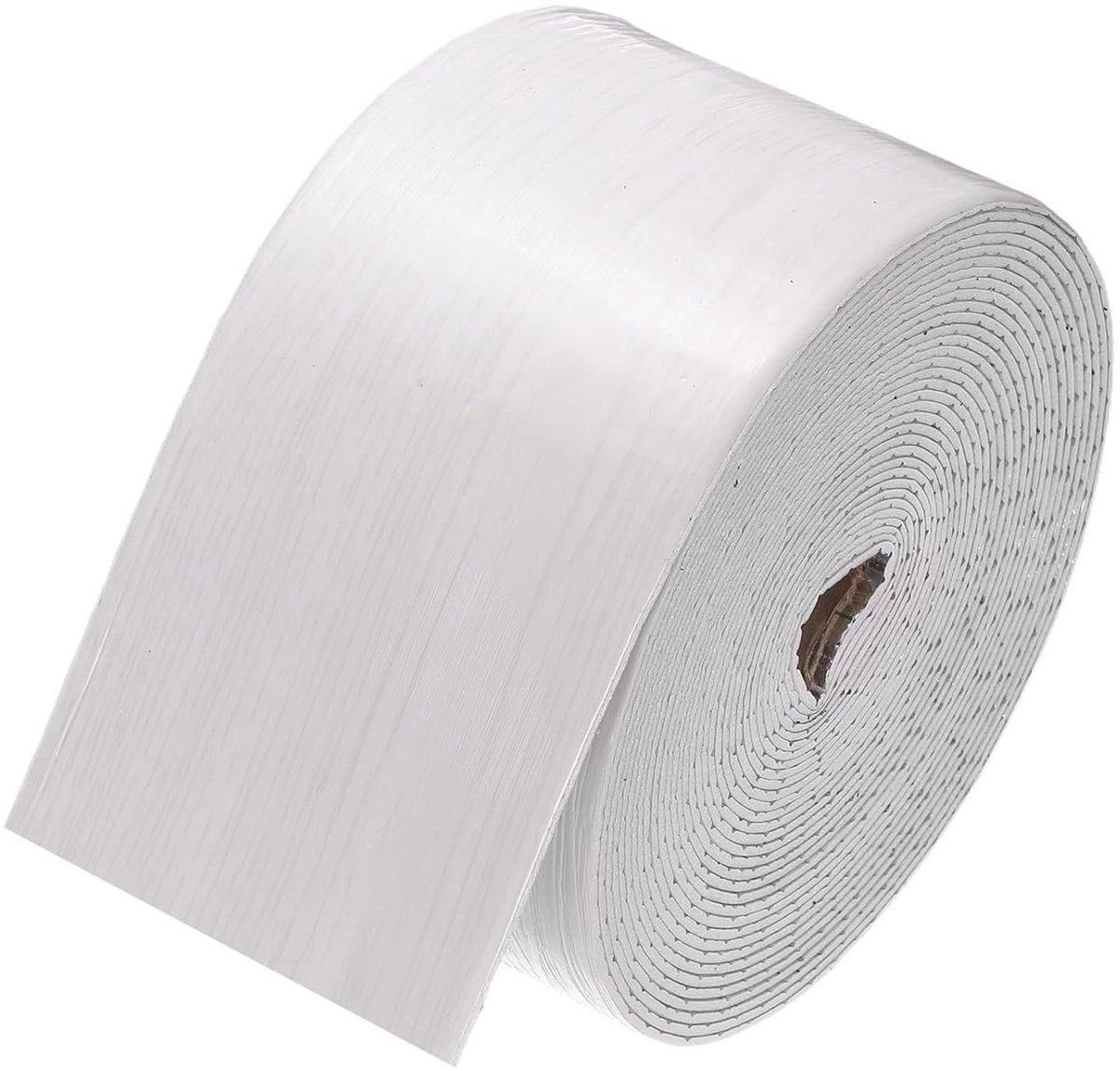 Allecta - Waterdichte wandrand, wit houtnerf, 10 x 100 cm - aftrekbaar en kleefbaar