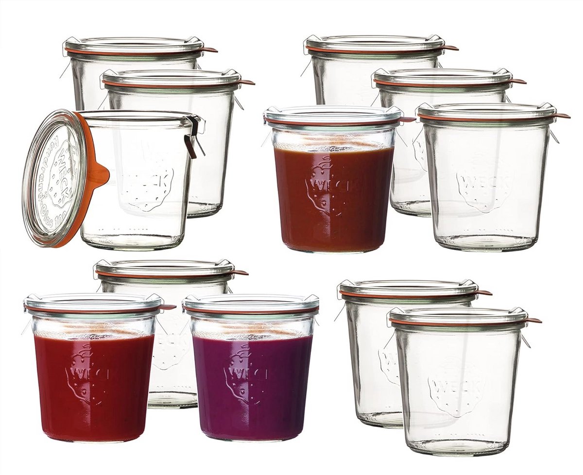 Ronde Weckpot Set van 12 - 0,5 L Inmaakglazen met Deksel en Klemmen