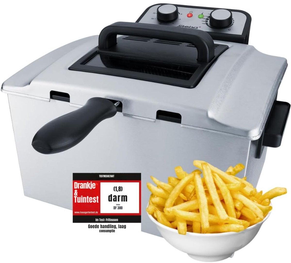 RVV® Frituurpan 5 liter - Frituurpan - Zilver - ‎36cm x 35cm x 25cm