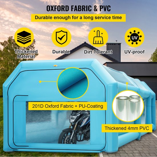 Draagbare Opblaasbare Spuitcabine, 20x10x8.2ft Opblaasbare Spuitcabine, Autolaktent met Luchtfiltersysteem En 2 Blowers, Verbeterde Opblaasbare Spuitcabinetent van ZieMeeZo — afbeelding 4