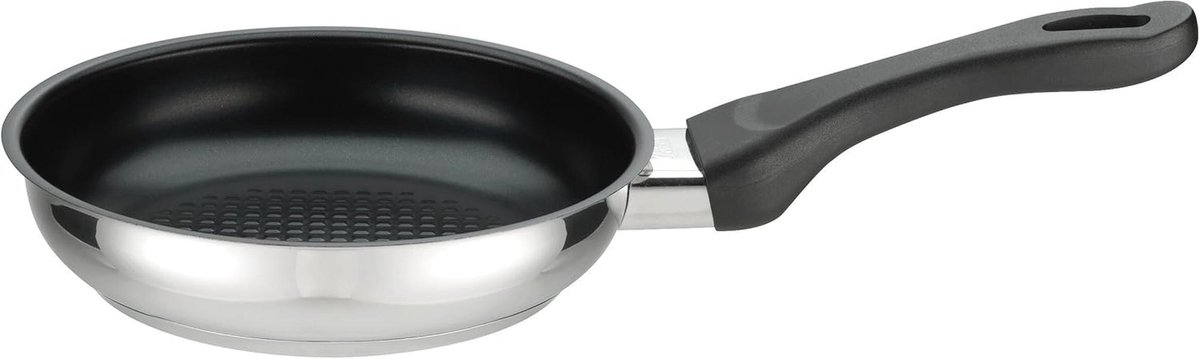 RVS braadpan 20 cm - 1,3 liter - zwart/zilver