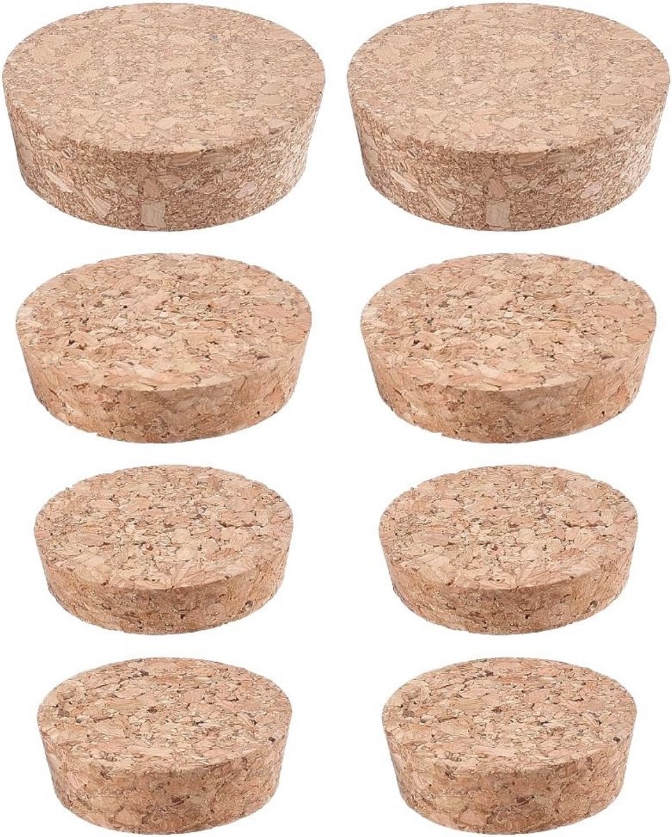 Taps toelopende kurkstoppers voor wijn en bier - Set van 8 stuks in 4 maten