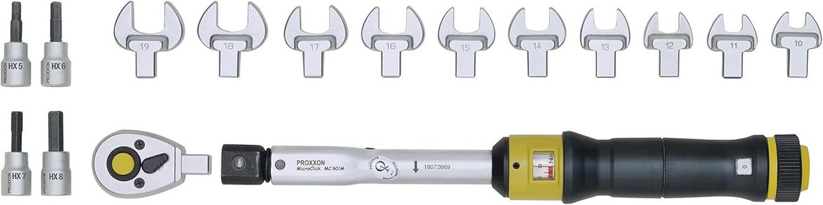 MicroClick momentsleutel 12-60 Nm met ratelkop en schroefinzetstukken