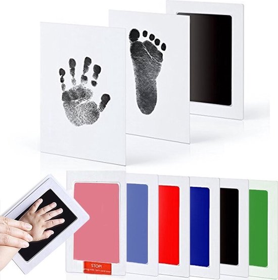 2x Inktpad - Hand- en voetafdruk - Baby's - Pootafdruk huisdier - Stempelset - Inktkussen en kaartjes - Eenvoudig schoonmaken - Zwart - Jonyx — afbeelding 5