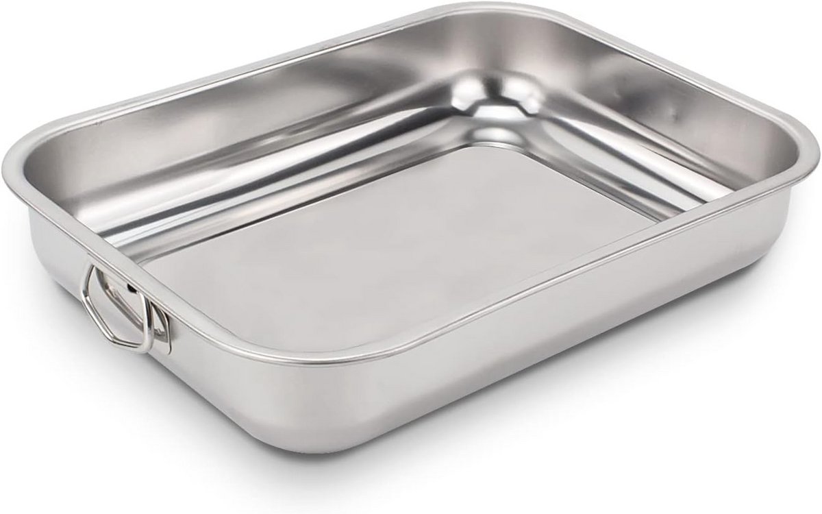 Rechthoekige Ovenschaal van RVS met Handgrepen - 25 cm x 18 cm Lasagneplaat