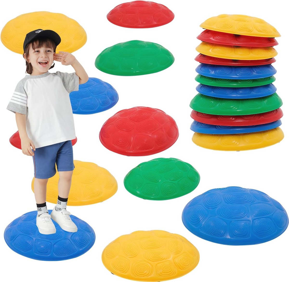 Set van 11 balance stenen voor kinderen - bevorder evenwicht, motoriek en coördinatie - antislip balansstenen voor binnen en buiten gebruik