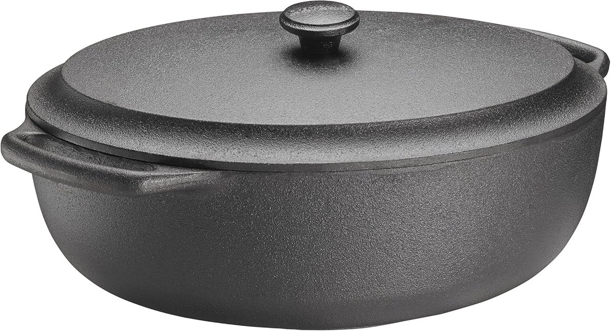 Gietijzeren deksel voor braadpan, zwart, 6 l