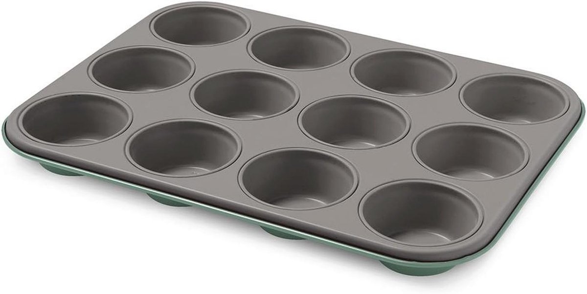 Muffin Bakvorm voor 12 Stuks - Groene Staal met Anti-aanbaklaag