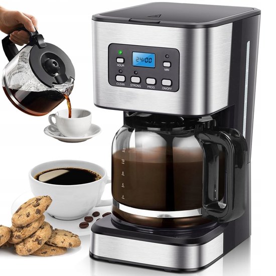Filterkoffiezetapparaat - Koffiezetapparaat - 950W & Timer & Warmhoudfunctie - 1.5L Capaciteit - Antidruppelsysteem - Voor Huis & Kantoor