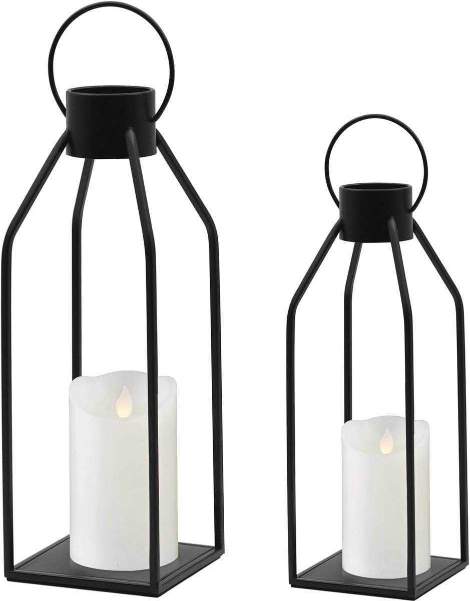Zwarte metalen kandelaars - Decoratieve lantaarns voor binnen en buiten