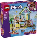 Doos LEGO Friends strandhuis met minipoppen, kajak en zeehonden.