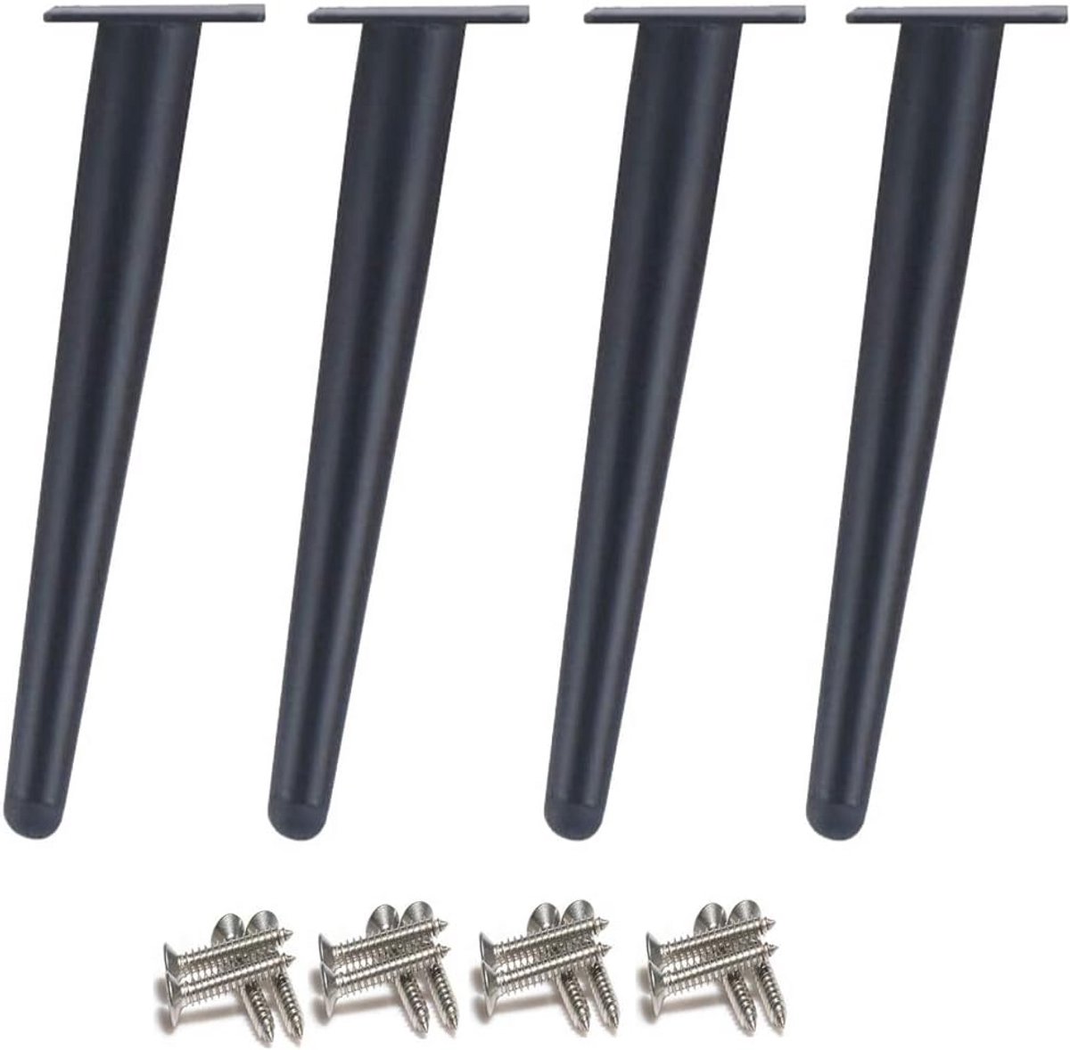 Schuine Tafelpoten - 4 Stuks Metalen Meubelpoten in Roestvrij Staal - Zwart Geverfd - 40 cm Hoog