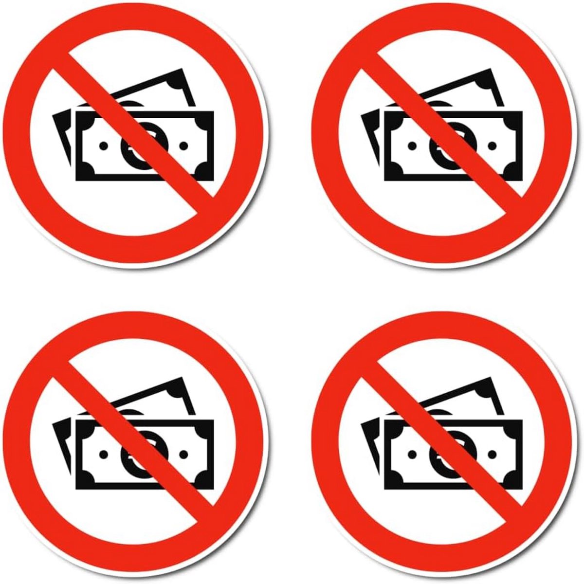 Veiligheidssticker Geen Geld of Notities Toegestaan Ø 7.5 cm - 4 Stuks