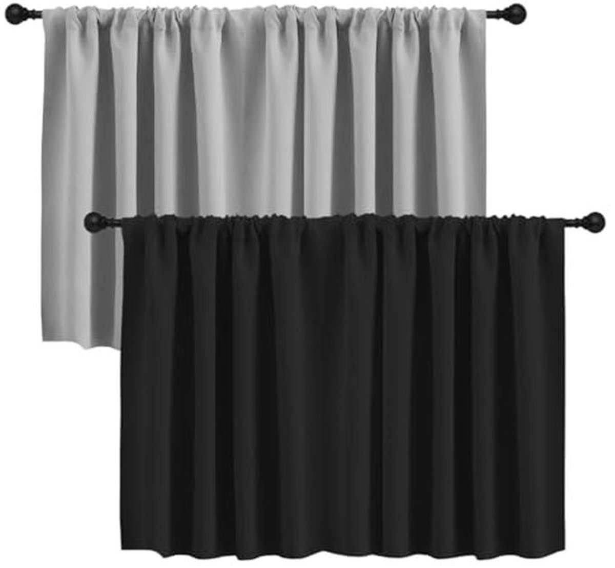 Korte Gordijnen voor Keuken en Badkamer - 2 Delige Set van Opaque Cortinas 45 x 132 cm