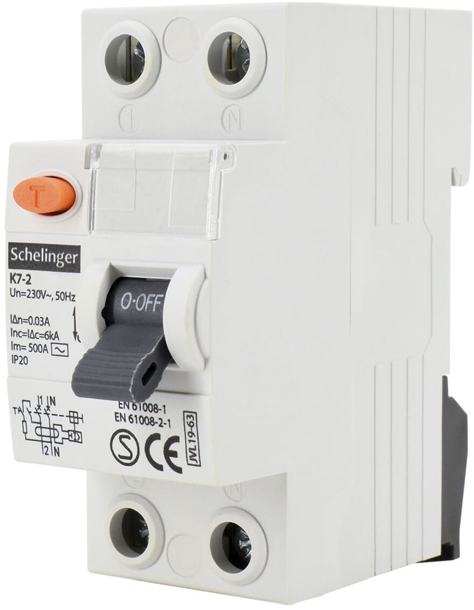 Schelinger Differentieelschakelaar AC 2-polig 25A 30mA - Schelinger - DIN-rail - IP20 - 10kA