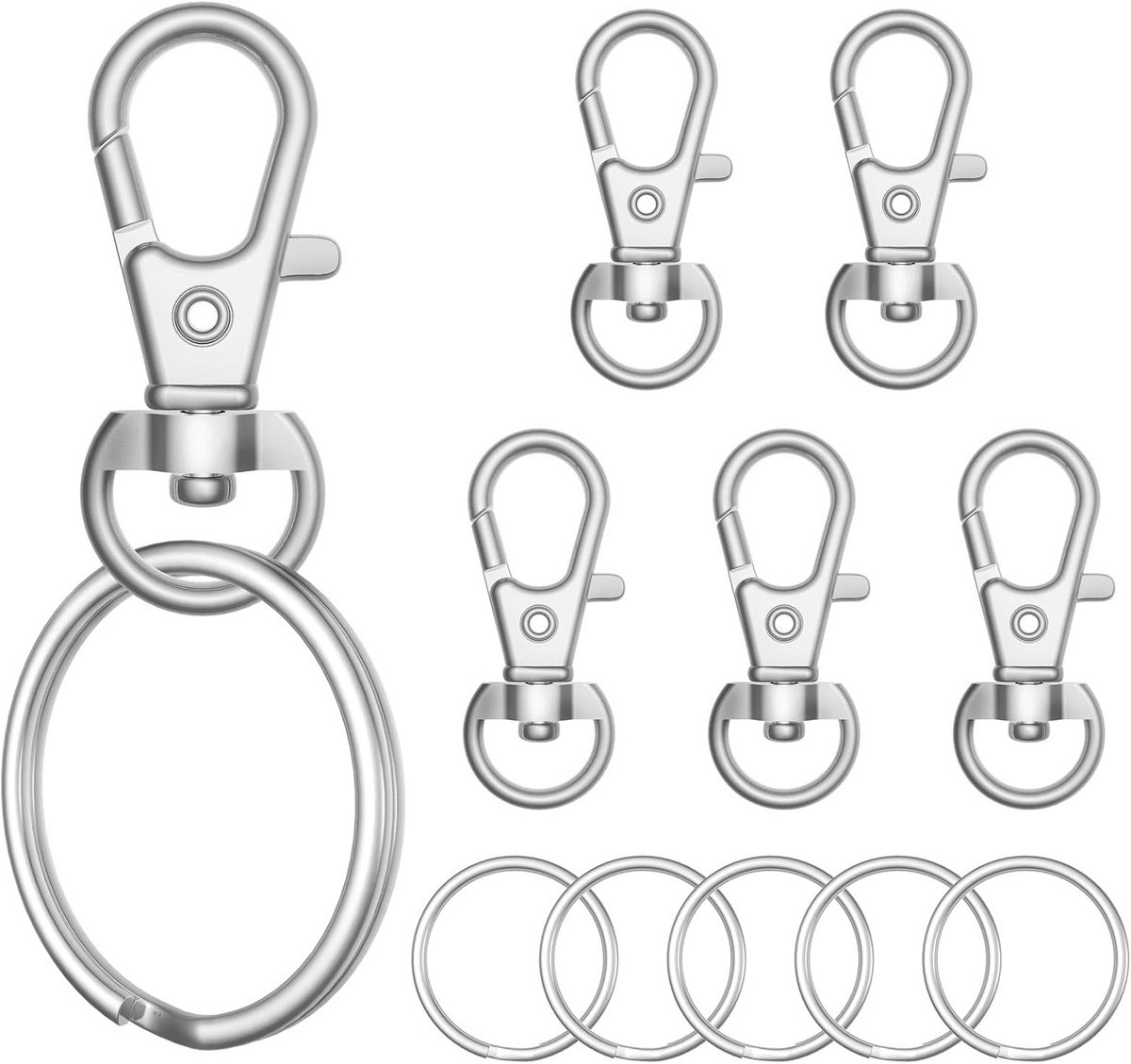 100pcs Metaal Kreeft Klem Sluiting met Sleutelhanger Ringen voor Ambachten - Lanyard Clips, Snap Haak, Zwenk Klemmen