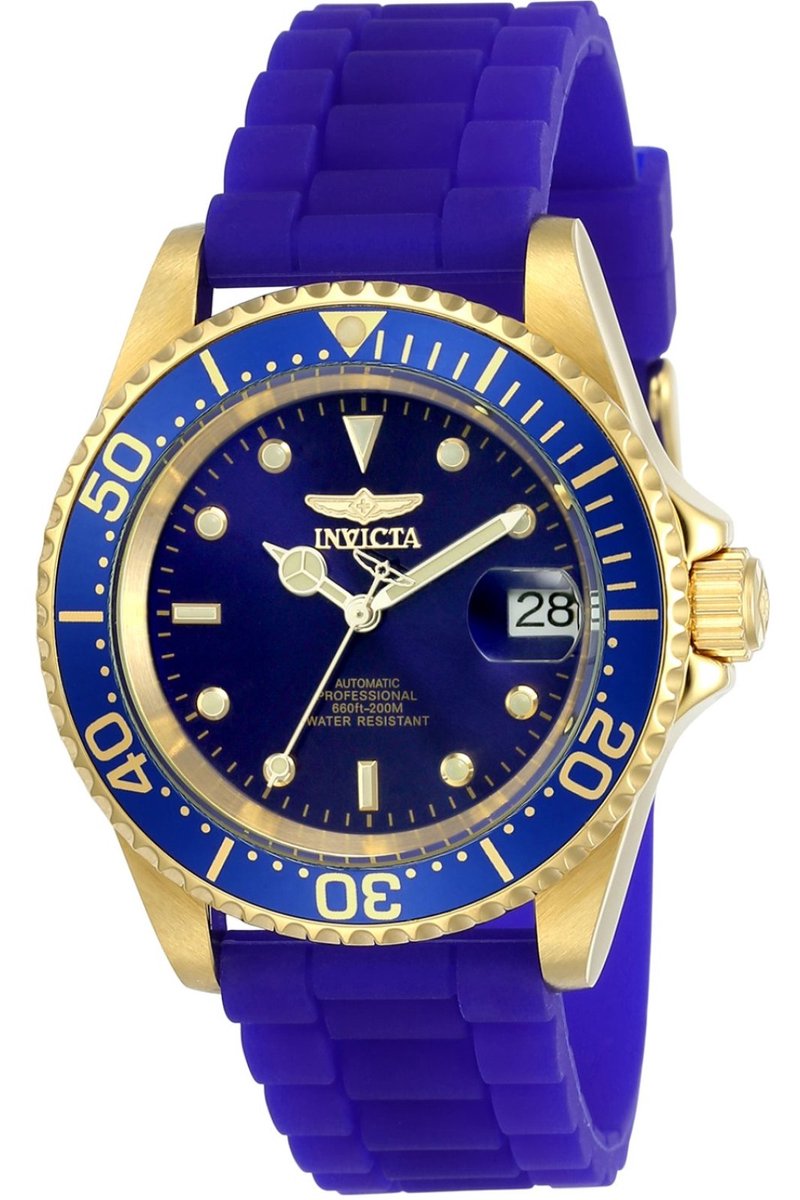 Invicta Pro Diver 23682 Heren Horloge - Waterdicht - Analoog - Automatisch Uurwerk - Roestvrij Staal met blauwe Wijzerplaat - 40mm