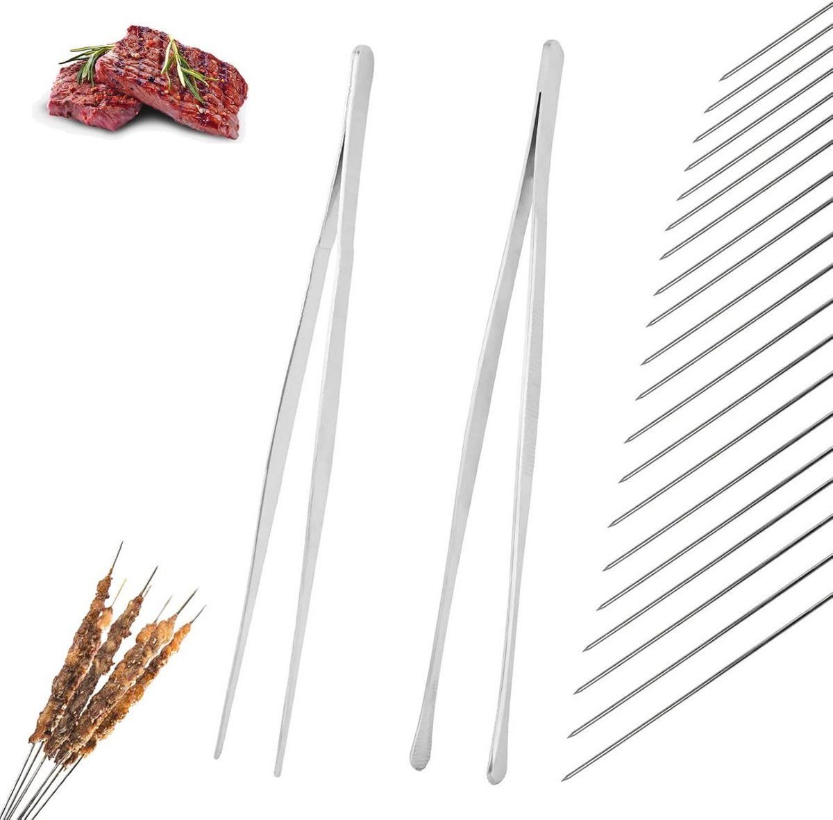 Kook- en grilltang set met 22 roestvrijstalen accessoires - 30 cm