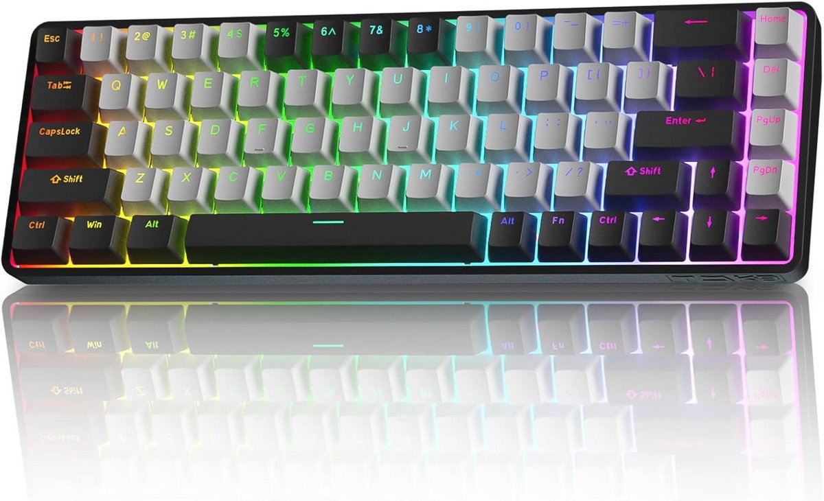 Draadloos mechanisch gamingtoetsenbord met RGB-verlichting en tri-mode connectiviteit