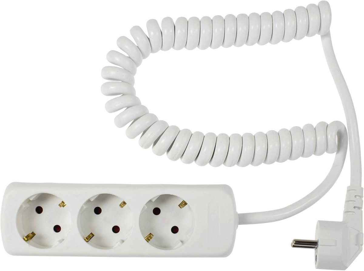3-Weg Stopcontactstrip met 2,5 meter Kabellengte, IP20, 230V/16A