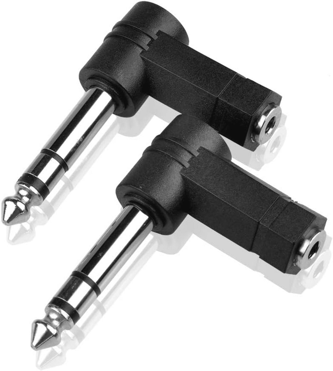 Audio-adapter 3,5 mm naar 6,35 mm - 90 graden hoek set van 2