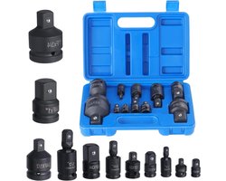 Allecta - Adapterset voor slagschroevendraaier - 11-delige set voor dopsleutel - Impactaansluitingen 1/4' 3/8' 1/2' 3/4' - Universele afdichting