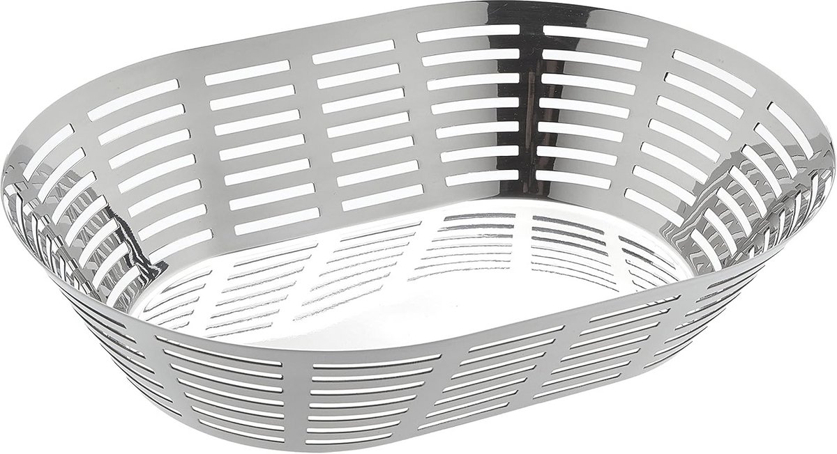 Stainless Steel Oval Basket, 21 x 31 cm - Silver Kitchen Storage