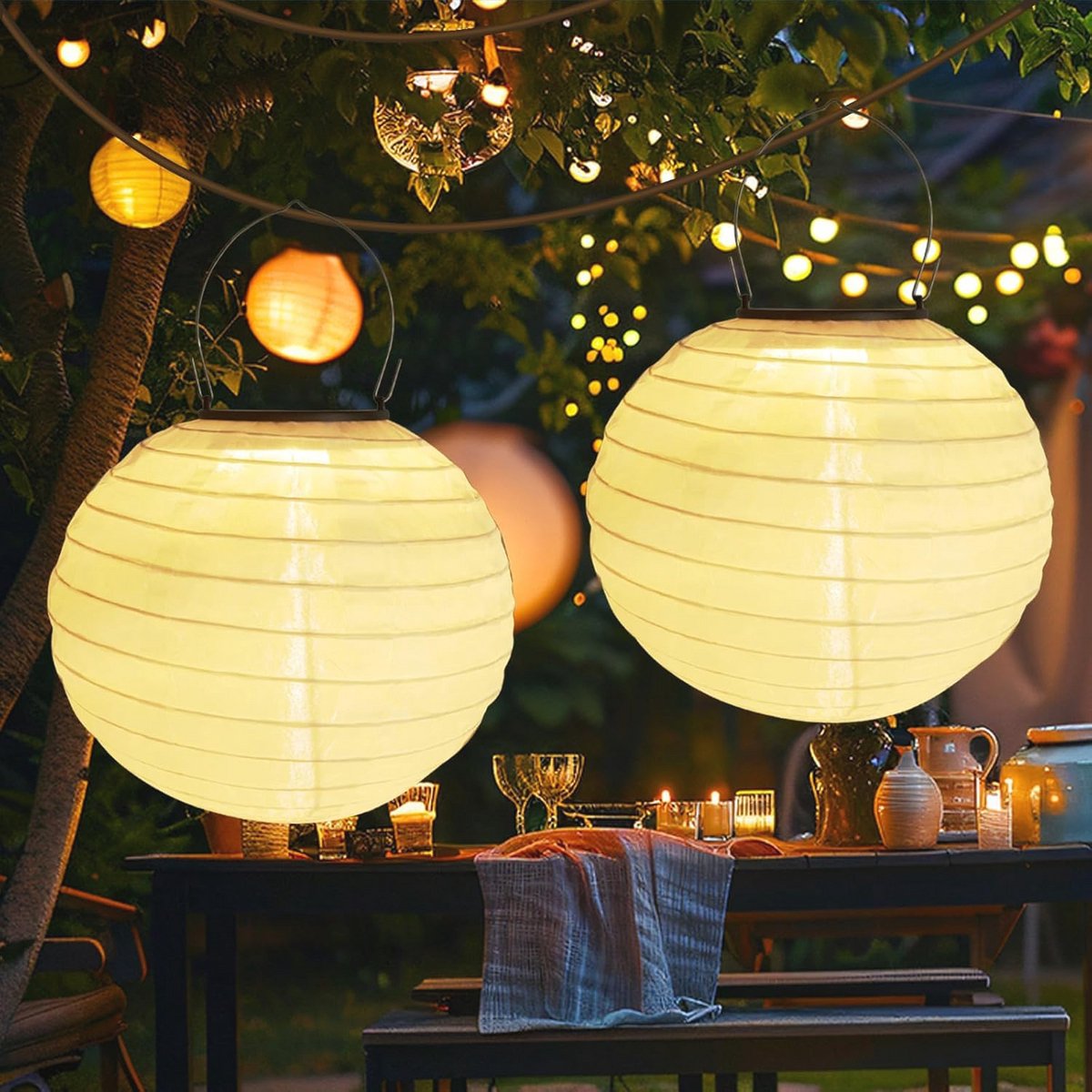 Zonne-energie lantaarns voor buiten - Waterdichte 30 cm hanglampen voor tuin, terras en fe