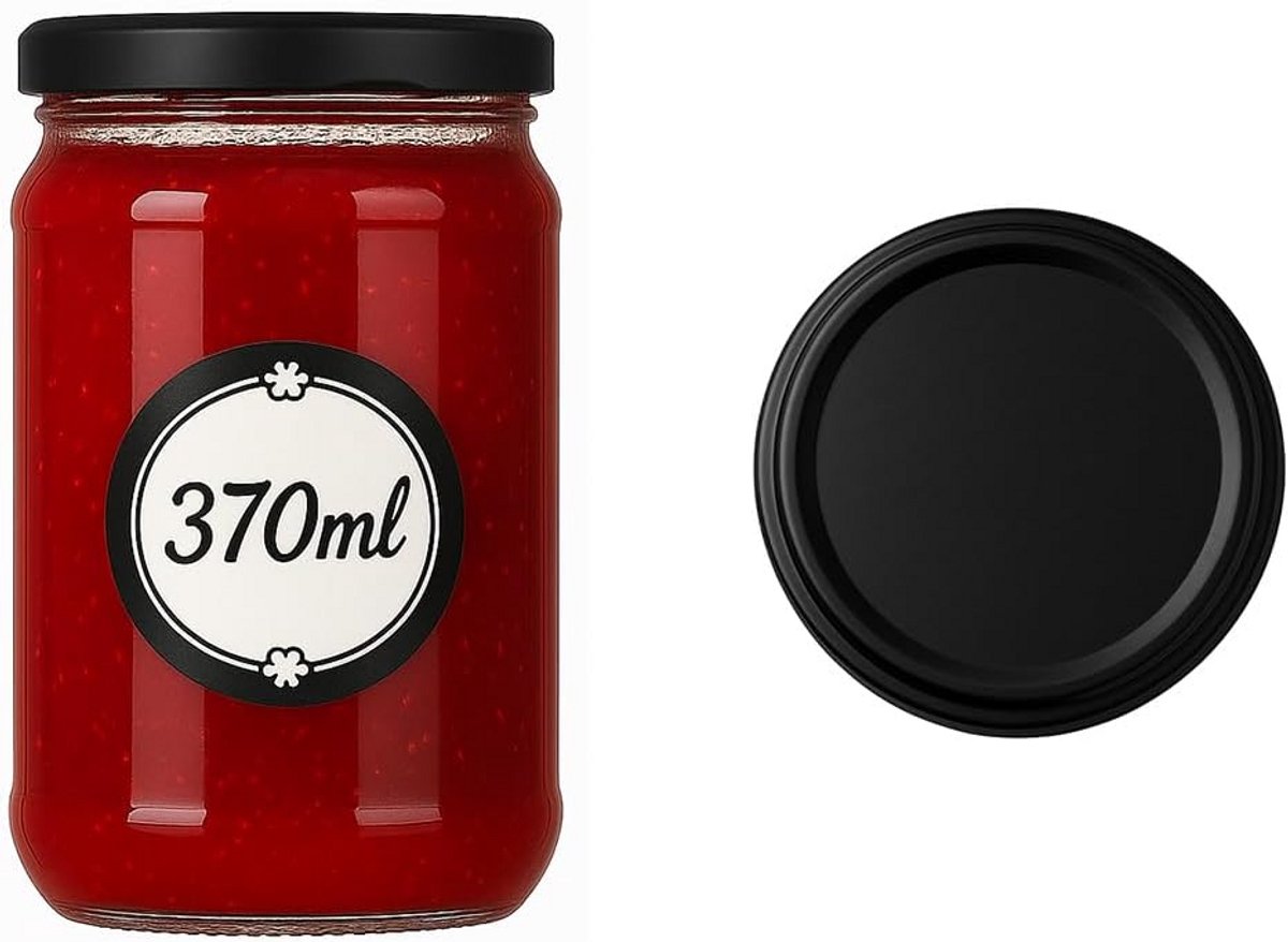 Set van 6 Inmaakpotten 370 ml met Luchtdicht Schroefdeksel voor Jam, Honing en Voorraad